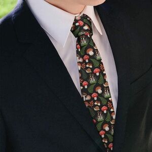 NWT Men’s Magical Mushroom Fern Forest Whimsical Funny Tie